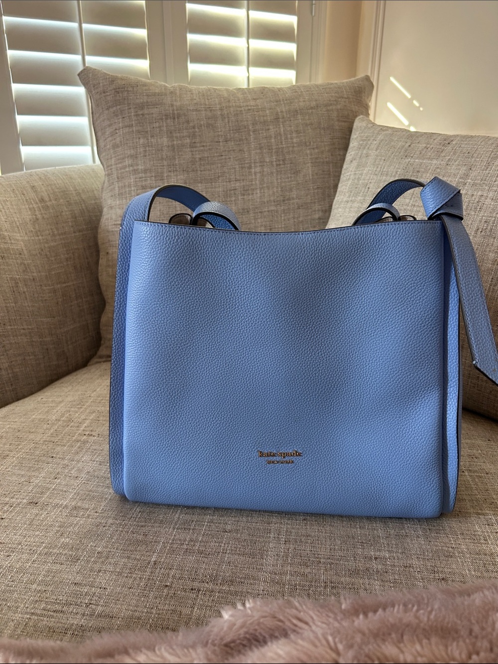 kate spade Powder Blue Pebbled Leather Shoulder Bag